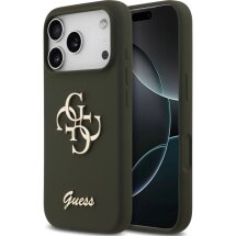 Защитный чехол Guess Silicone Big 4G Script для iPhone 17 Pro (GUHCP17LSC4GSMA) - Khaki: фото 1 из 8