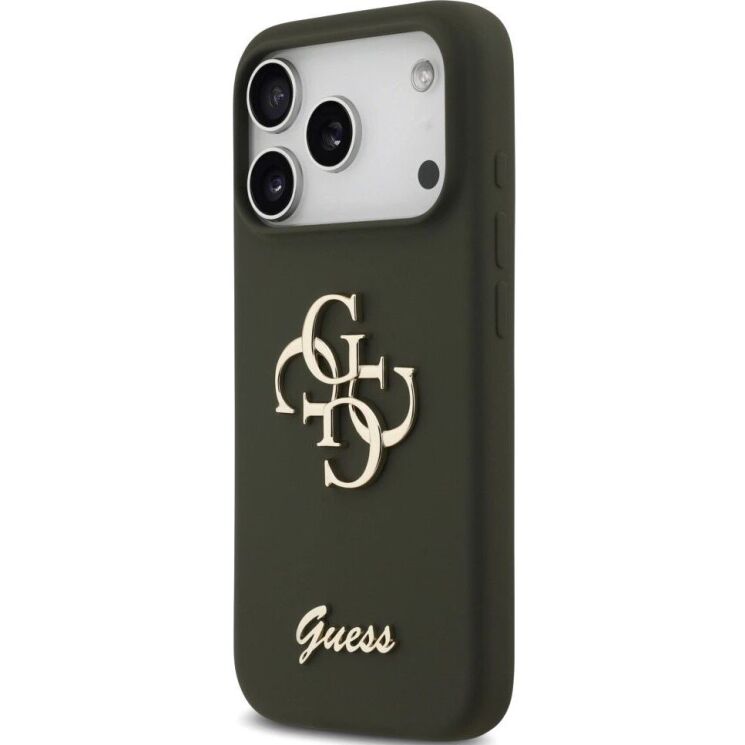 Защитный чехол Guess Silicone Big 4G Script для iPhone 17 Pro (GUHCP17LSC4GSMA) - Khaki: фото 3 из 8