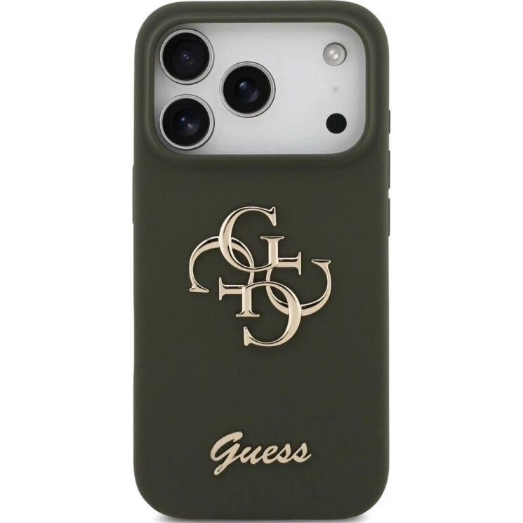 Защитный чехол Guess Silicone Big 4G Script для iPhone 17 Pro (GUHCP17LSC4GSMA) - Khaki: фото 2 из 8
