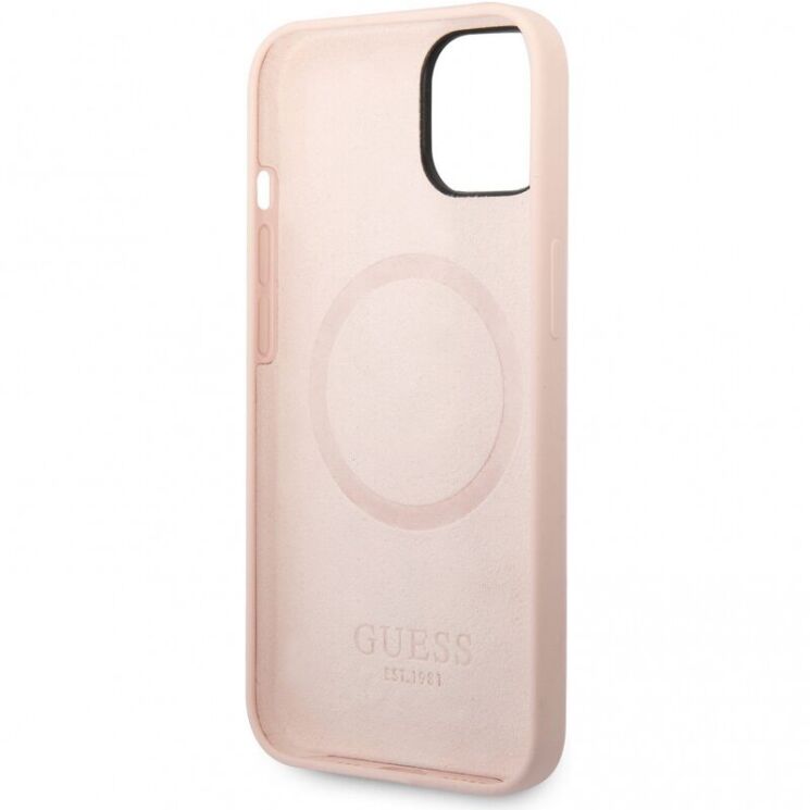 Защитный чехол Guess Silicone Metal Logo MagSafe для Apple iPhone 14 Plus - Pink: фото 2 из 4