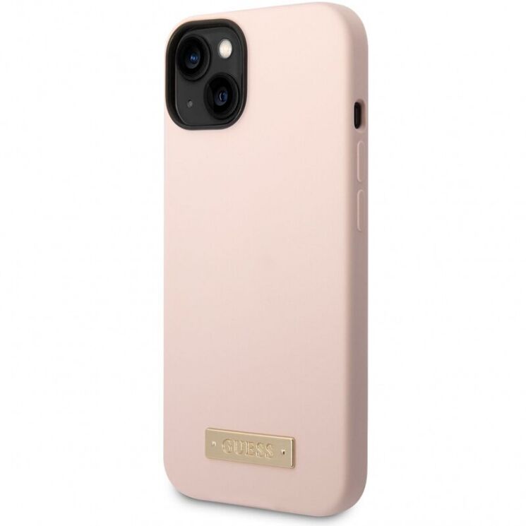 Защитный чехол Guess Silicone Metal Logo MagSafe для Apple iPhone 14 Plus - Pink: фото 1 из 4