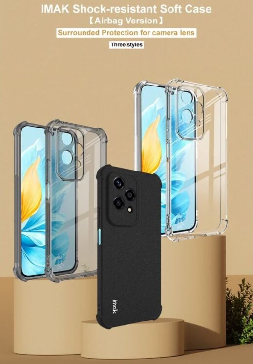 Защитный чехол IMAK Airbag MAX Case для Honor 200 Lite - Transparent Black: фото 6 из 11
