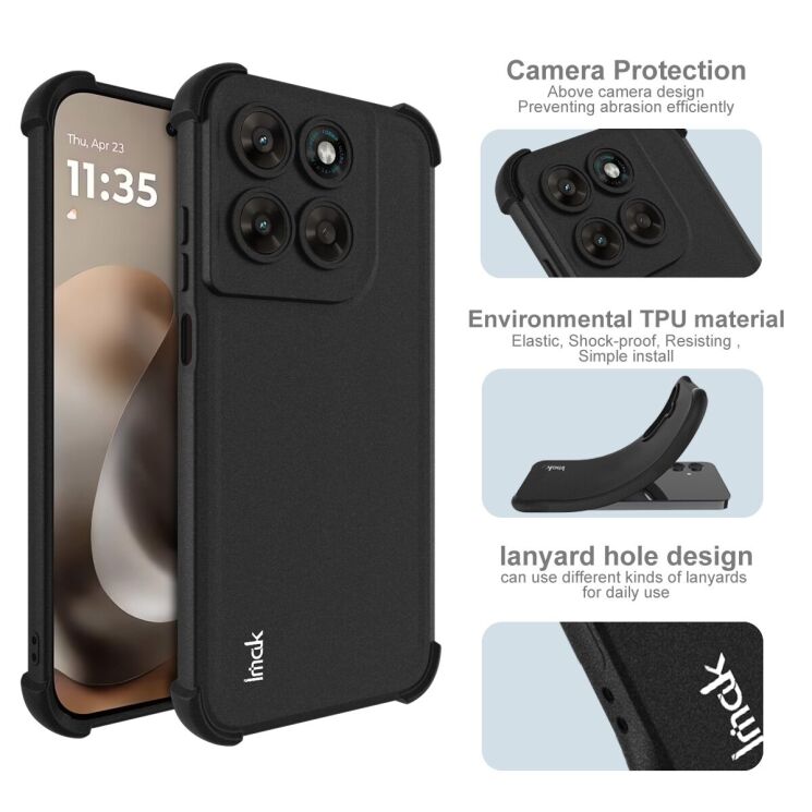 Захисний чохол IMAK Airbag Sand Case для Motorola Moto G77 - Black: фото 6 з 9