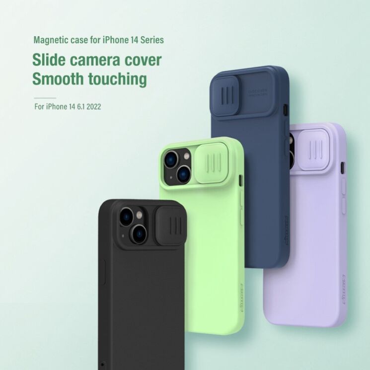 Защитный чехол NILLKIN CamShield Silky Magnetic Silicone Case для Apple iPhone 14 - Blue: фото 3 из 14