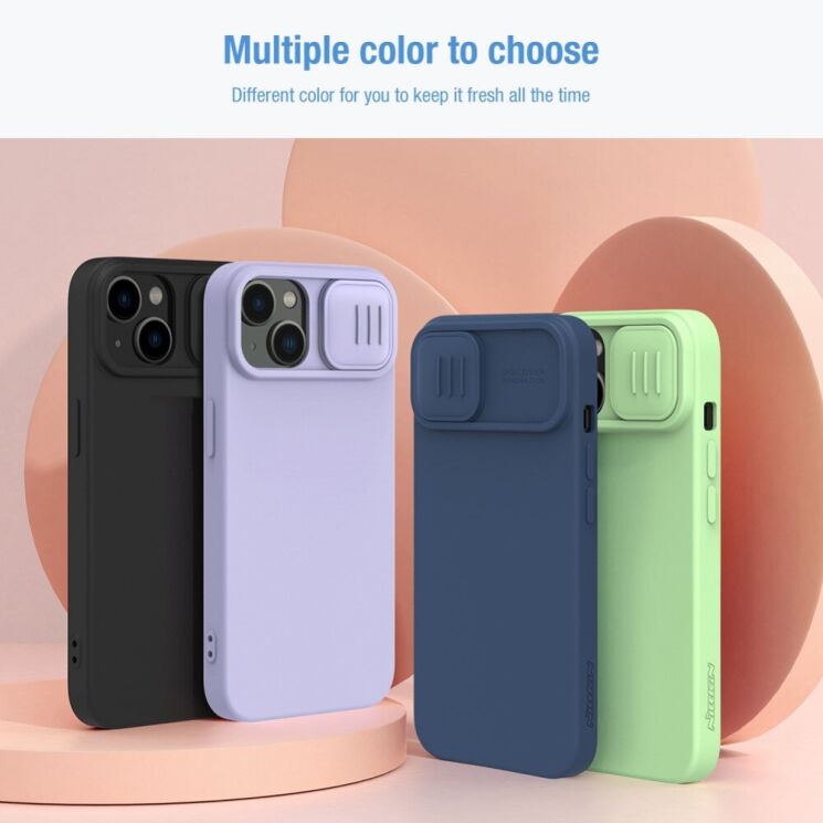 Защитный чехол NILLKIN CamShield Silky Magnetic Silicone Case для Apple iPhone 14 - Blue: фото 12 из 14