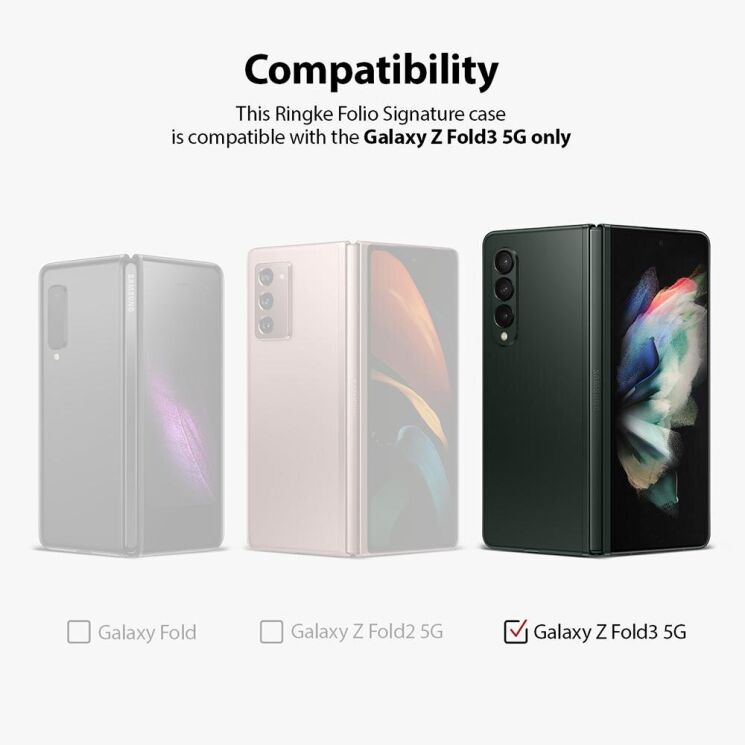 Захисний чохол RINGKE Folio Signature Standard для Samsung Galaxy Fold 3 - Black: фото 3 з 12