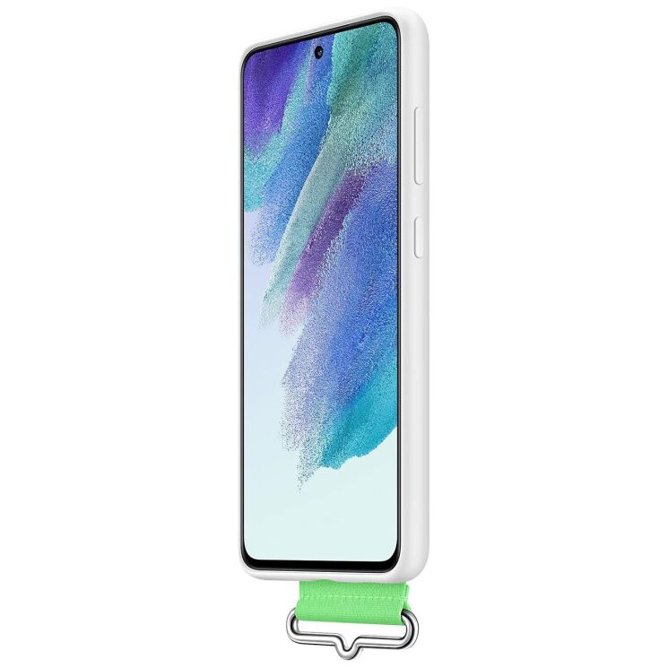 Защитный чехол Silicone Cover with Strap для Samsung Galaxy S21 FE (G990) EF-GG990TWEGRU - White: фото 3 из 6