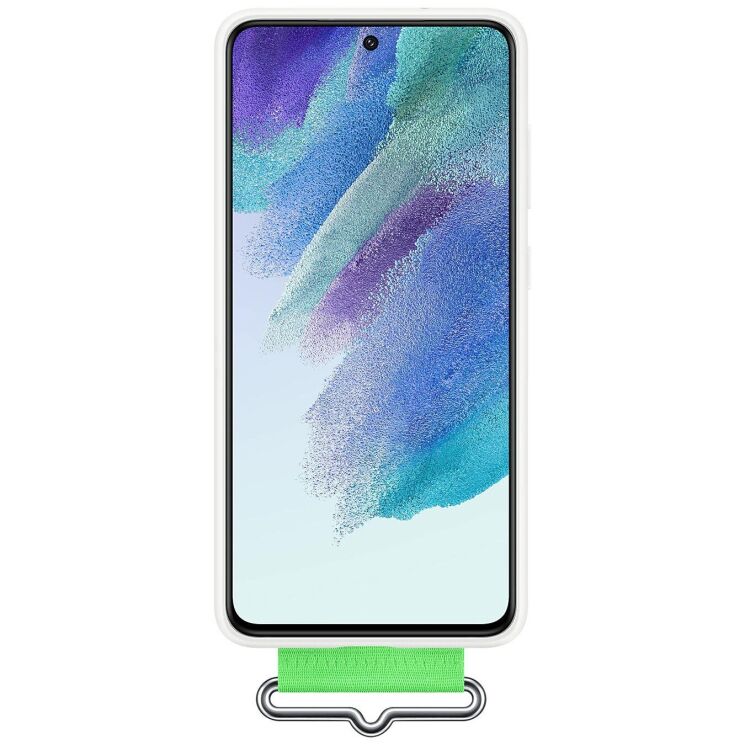 Защитный чехол Silicone Cover with Strap для Samsung Galaxy S21 FE (G990) EF-GG990TWEGRU - White: фото 4 из 6