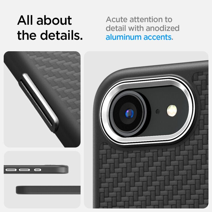 Защитный чехол Spigen (SGP) Enzo Aramid для Apple iPhone 16e (ACS09153) - Matte Black: фото 15 из 17