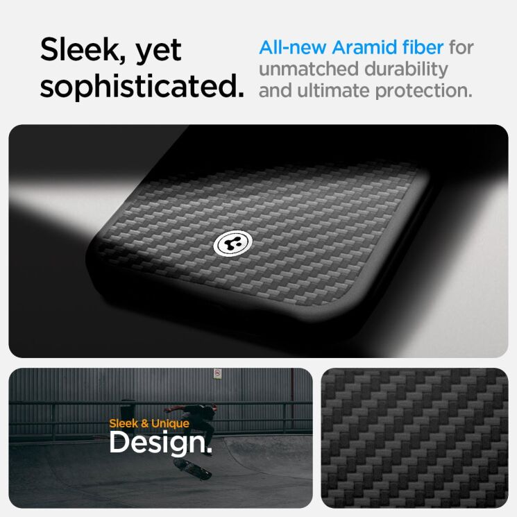 Защитный чехол Spigen (SGP) Enzo Aramid для Apple iPhone 16e (ACS09153) - Matte Black: фото 13 из 17