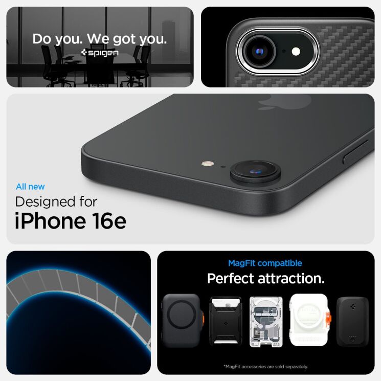Защитный чехол Spigen (SGP) Enzo Aramid для Apple iPhone 16e (ACS09153) - Matte Black: фото 12 из 17