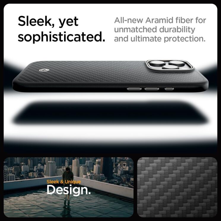 Захисний чохол Spigen (SGP) Enzo Aramid (MagFit) для Apple iPhone 16 Pro Max - Black Natural: фото 15 з 16