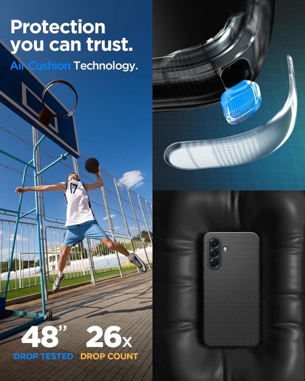 Защитный чехол Spigen (SGP) Liquid Air для Samsung Galaxy A56 (A566) ACS09291 - Matte Black: фото 17 из 18