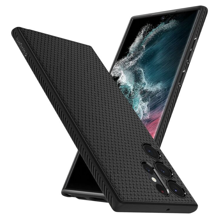 Захисний чохол Spigen (SGP) Liquid Air для Samsung Galaxy S22 Ultra (S908) - Matte Black: фото 2 з 21