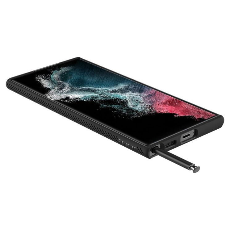 Захисний чохол Spigen (SGP) Liquid Air для Samsung Galaxy S22 Ultra (S908) - Matte Black: фото 9 з 21