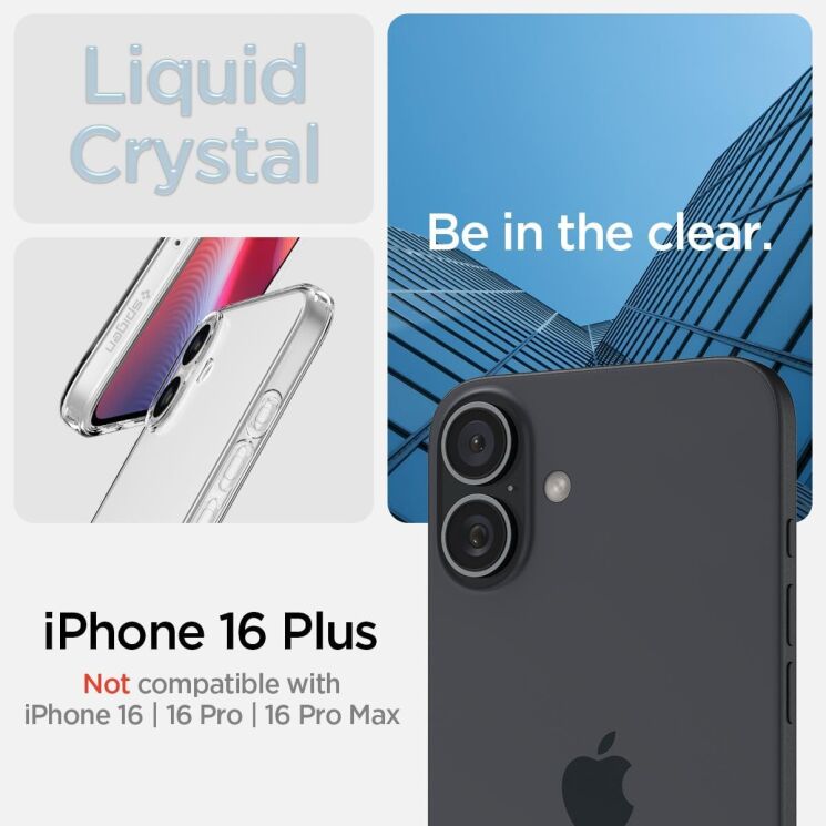 Защитный чехол Spigen (SGP) Liquid Crystal для Apple iPhone 16 Plus - Crystal Clear: фото 8 из 13