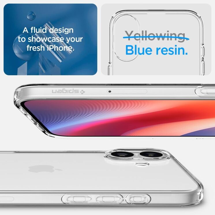 Защитный чехол Spigen (SGP) Liquid Crystal для Apple iPhone 16 Plus - Crystal Clear: фото 11 из 13
