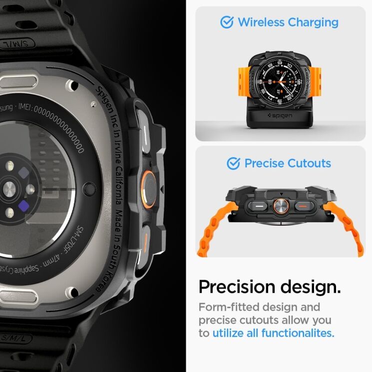 Защитный чехол Spigen (SGP) Rugged Armor (FW) для Samsung Galaxy Watch Ultra (47mm) - Matte Black: фото 13 из 16