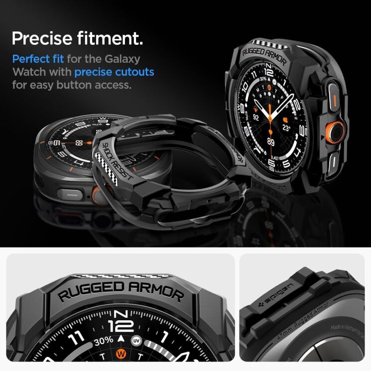 Защитный чехол Spigen (SGP) Rugged Armor (FW) для Samsung Galaxy Watch Ultra (47mm) - Matte Black: фото 15 из 16