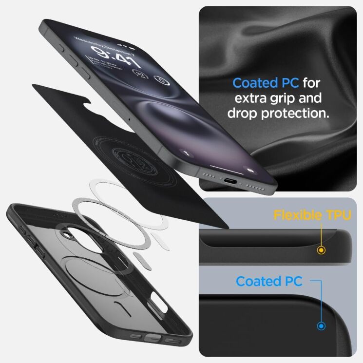Захисний чохол Spigen (SGP) Thin Fit (MagFit) для Apple iPhone 16 (ACS08186) - Black: фото 11 з 15