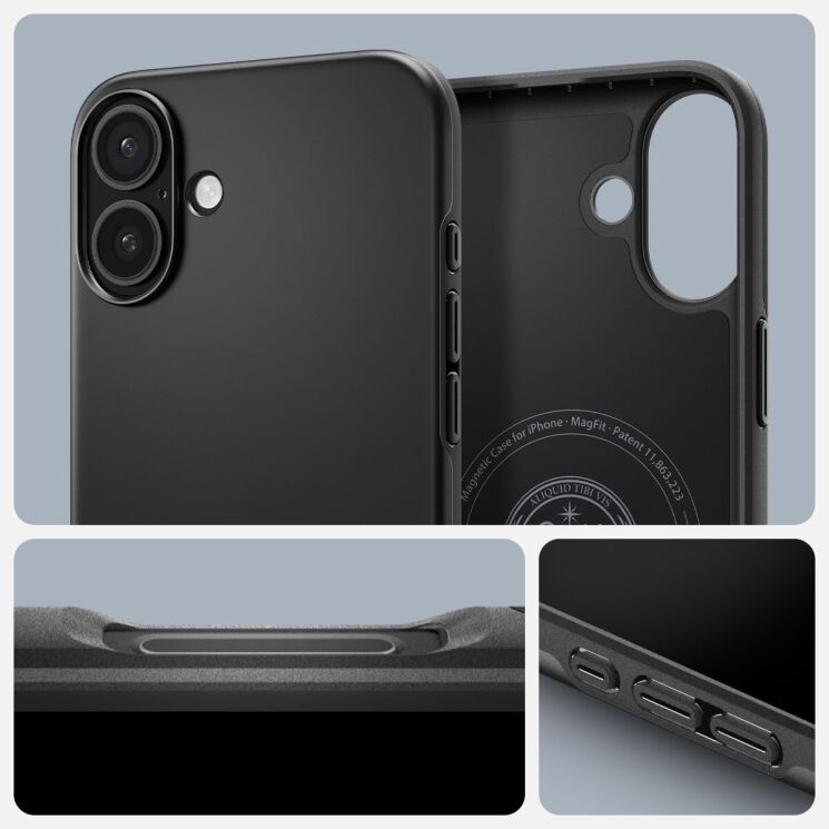Захисний чохол Spigen (SGP) Thin Fit (MagFit) для Apple iPhone 16 (ACS08186) - Black: фото 15 з 15