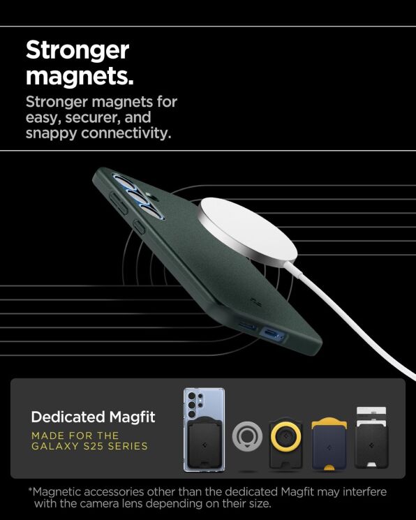 Защитный чехол Spigen (SGP) Thin Fit (MagFit) для Samsung Galaxy S25 (S931) ACS08994 - Abyss Green: фото 13 из 17