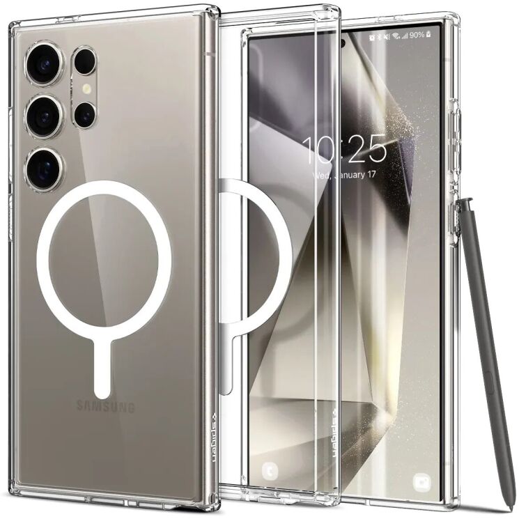 Захисний чохол Spigen (SGP) Ultra Hybrid OneTap Ring для Samsung Galaxy S24 Ultra (S928) ACS07297 - White: фото 1 з 15