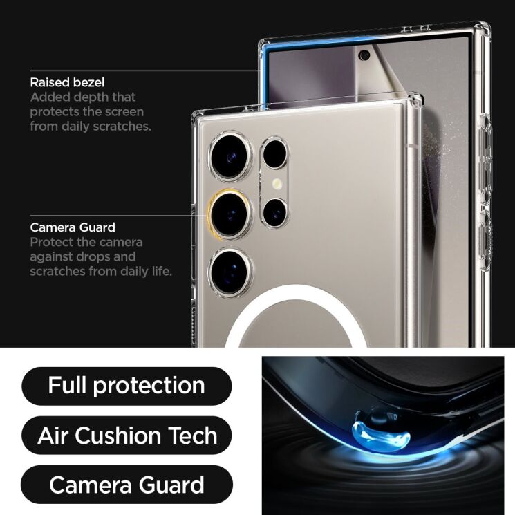 Захисний чохол Spigen (SGP) Ultra Hybrid OneTap Ring для Samsung Galaxy S24 Ultra (S928) ACS07297 - White: фото 13 з 15