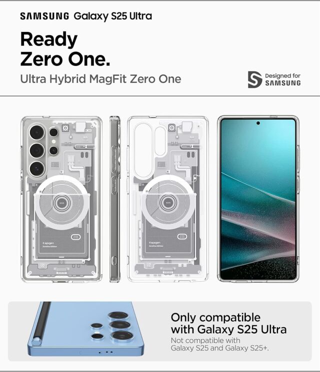 Защитный чехол Spigen (SGP) Ultra Hybrid Zero One (MagFit) для Samsung Galaxy S25 Ultra (S938) ACS08957 - One Black: фото 12 из 18