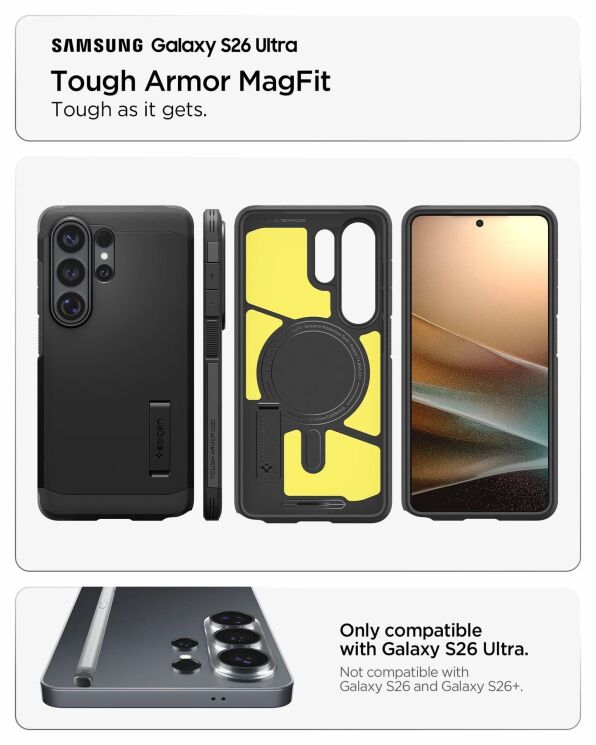 Захисний чохол Spigen Tough Armor (MagFit) для Samsung Galaxy S26 Ultra (S948) ACS10685 - Gunmetal: фото 8 з 13