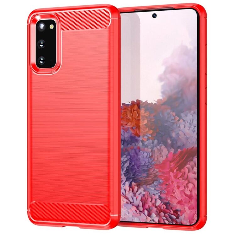 Захисний чохол UniCase Carbon для Samsung Galaxy S20 (G980) - Red: фото 1 з 9