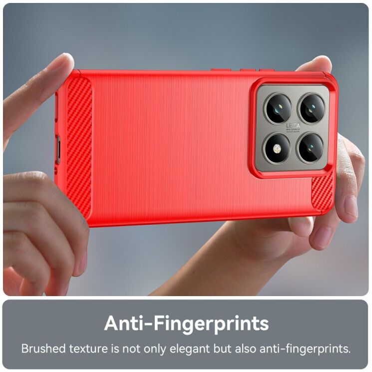 Захисний чохол UniCase Carbon для Xiaomi 14T / 14T Pro - Red: фото 6 з 11