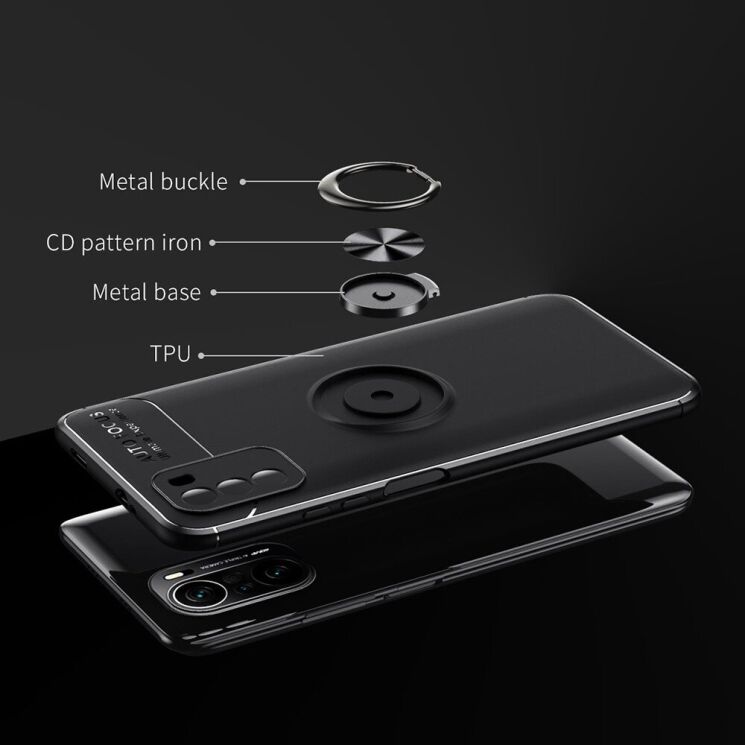 Защитный чехол UniCase Magnetic Ring для Xiaomi Redmi K40 / K40 Pro / Mi 11i / Poco F3 - Black / Rose Gold: фото 5 из 16