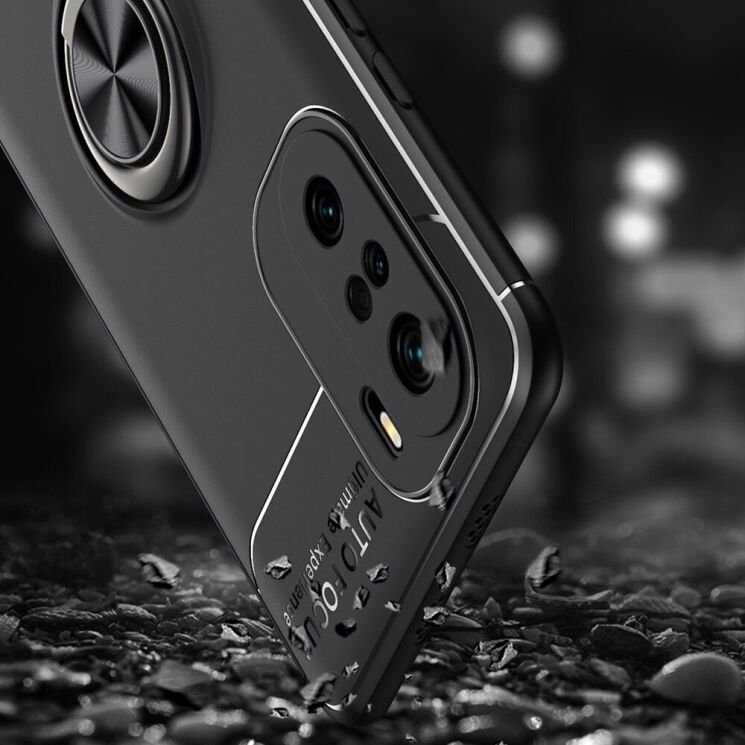 Защитный чехол UniCase Magnetic Ring для Xiaomi Redmi K40 / K40 Pro / Mi 11i / Poco F3 - Black / Red: фото 11 из 16