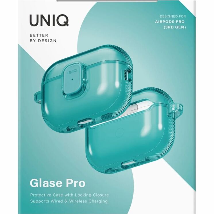 Защитный чехол UNIQ Glase Pro для AirPods Pro 3 (UNIQ-AIRPODSPRO3-GLSPTEAL) - Turquoise (390173C) Защитный чехол UNIQ Glase Pro для AirPods Pro 3 (UNIQ-AIRPODSPRO3-GLSPTEAL) - Turquoise: фото 6 из 11