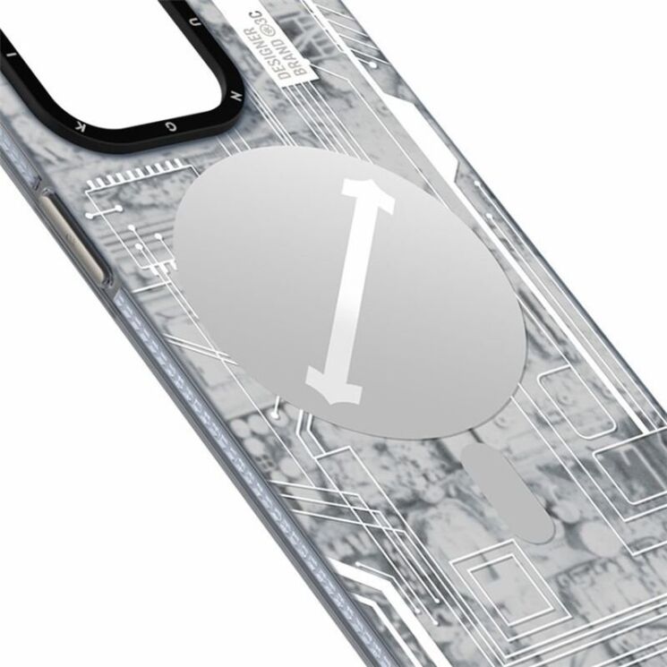 Захисний чохол YOUNGKIT Futuristic Circuit Magsafe для Apple iPhone 15 Plus - White: фото 3 з 8