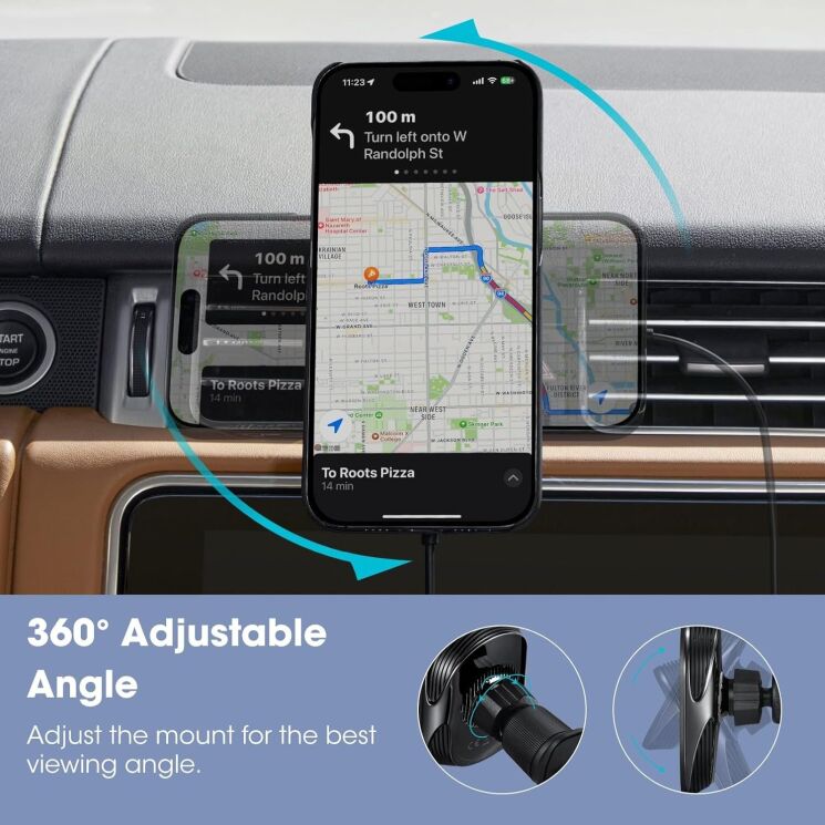Автомобильный держатель Pitaka MagEZ Car Mount Pro 2 Qi2 (CM2402N) - Black: фото 11 из 13