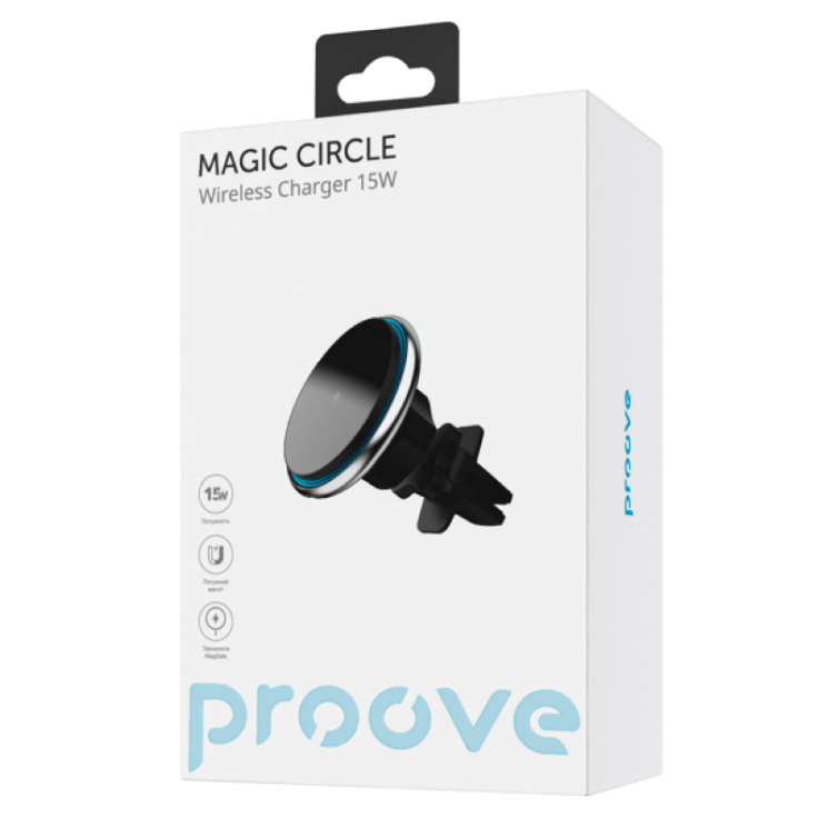 Автомобільний тримач з бездротовою зарядкою Proove Magic Circle 15W - Silver: фото 2 з 4