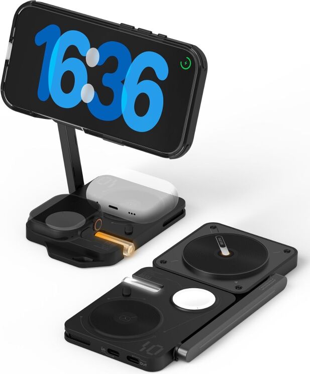 Бездротовий зарядний пристрій AULUMU M01 Charging Station 4 in 1 - Black: фото 8 з 13