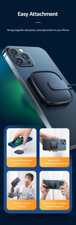 Беспроводное зарядное устройство USAMS US-CD153 Ultra-thin Magnetic - Black: фото 8 из 16