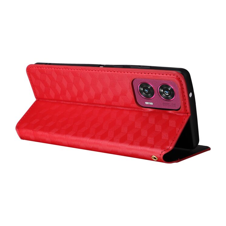 Чохол Deexe Rhombus Book для Motorola Edge 50 Fusion - Red: фото 4 з 9