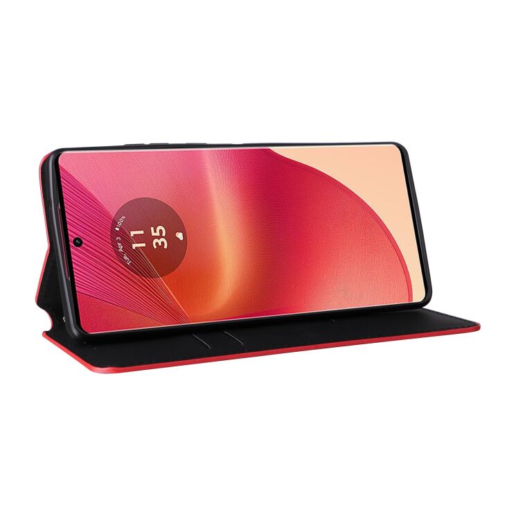 Чохол Deexe Rhombus Book для Motorola Edge 50 Fusion - Red: фото 3 з 9