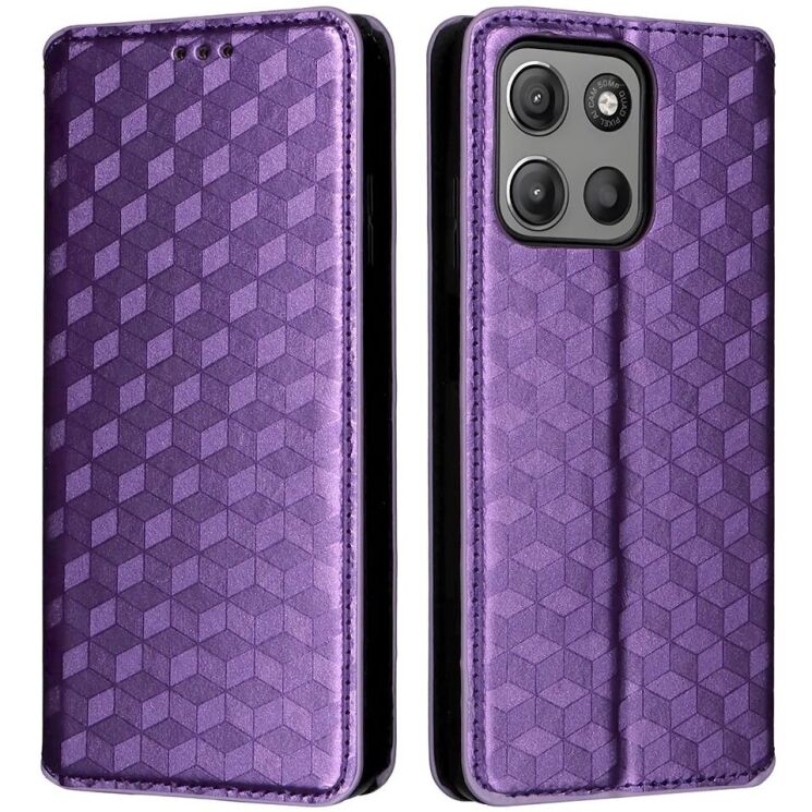 Чехол Deexe Rhombus Book для Motorola Moto G15 / G15 Power - Purple: фото 1 из 10