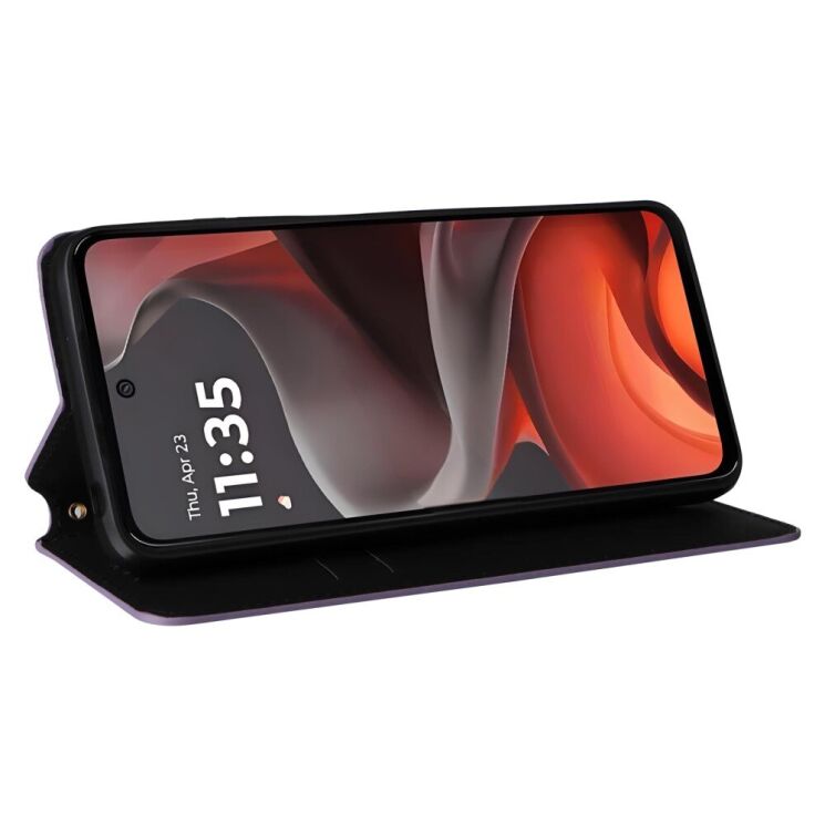 Чехол Deexe Rhombus Book для Motorola Moto G15 / G15 Power - Purple: фото 3 из 10