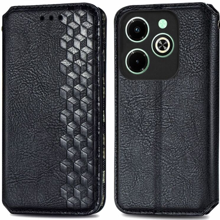 Чехол Deexe Rhombus Wallet для Infinix Hot 40i - Black: фото 1 из 6