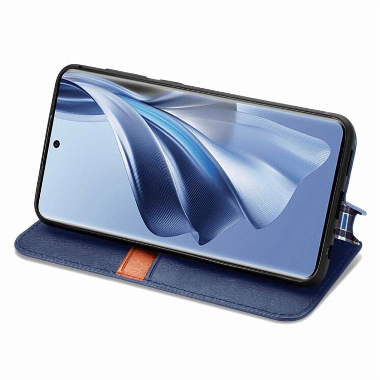 Чехол Deexe Rhombus Wallet для OPPO Reno 10 - Blue: фото 3 из 6