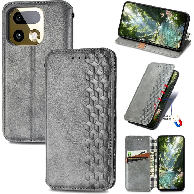 Чехол Deexe Rhombus Wallet для Realme 16 Pro - Grey (428031H) Чехол Deexe Rhombus Wallet для Realme 16 Pro - Grey: фото 1 из 9