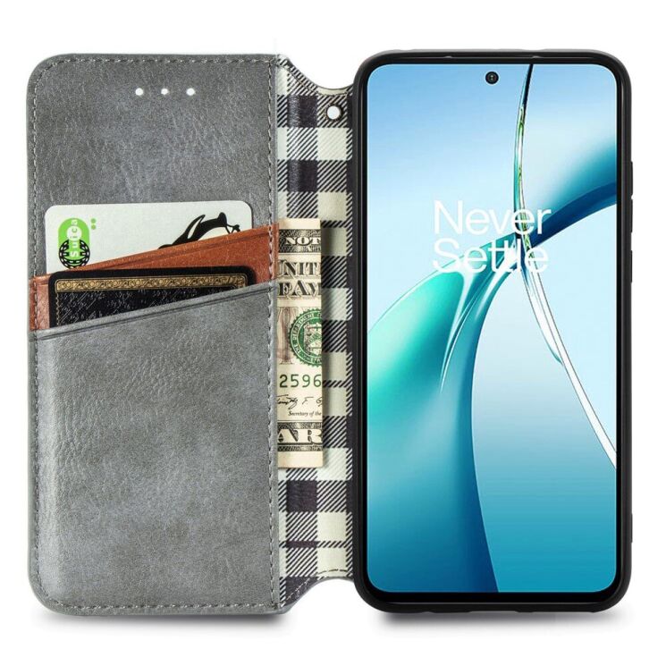 Чехол Deexe Rhombus Wallet для Realme C75 - Grey: фото 3 из 9