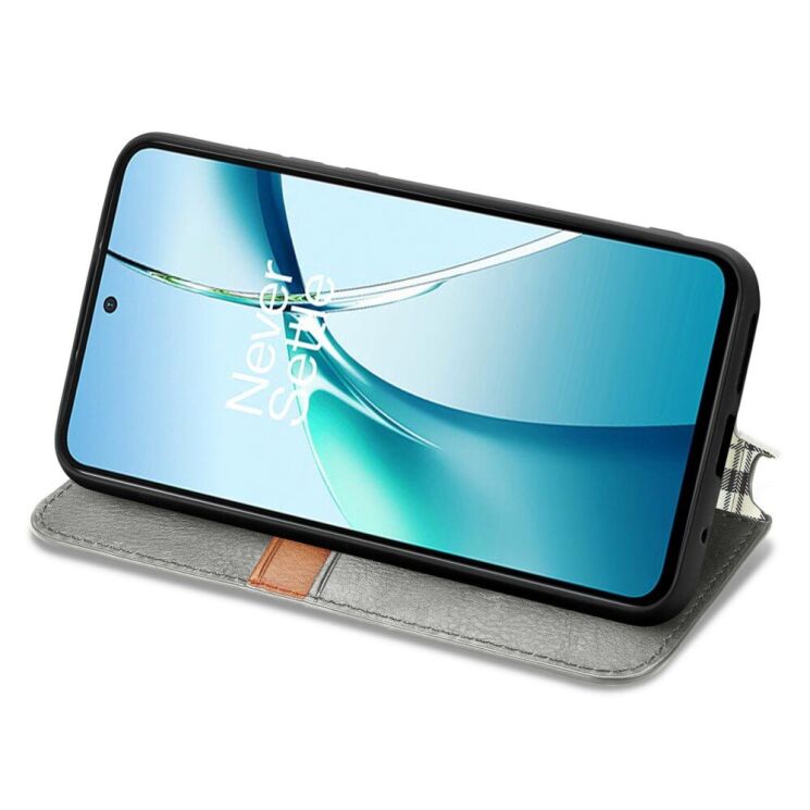 Чехол Deexe Rhombus Wallet для Realme C75 - Grey: фото 4 из 9