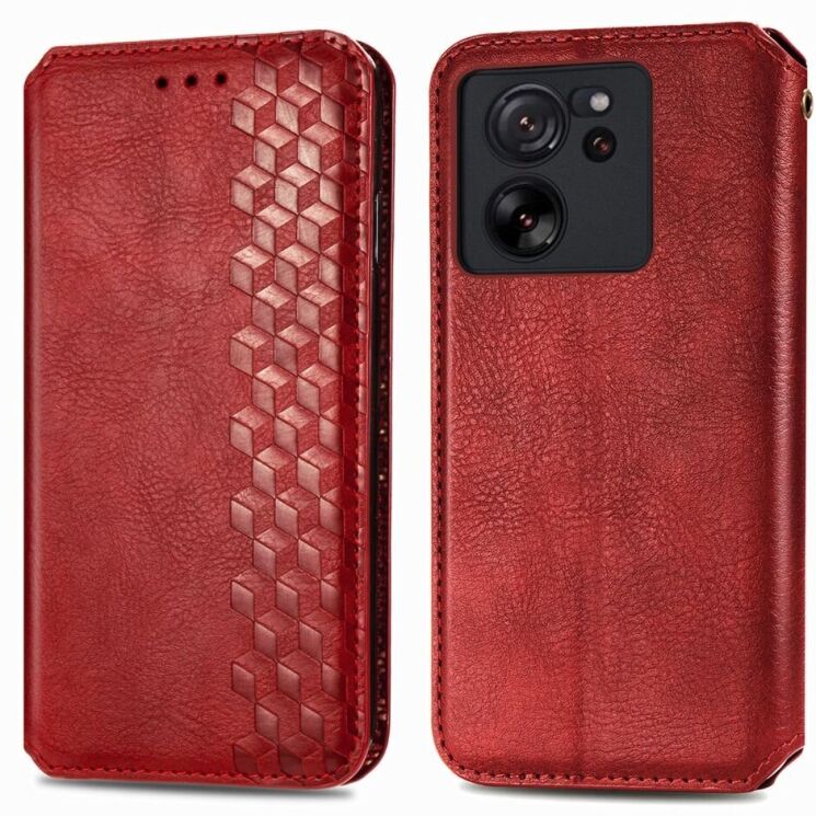 Чехол Deexe Rhombus Wallet для Xiaomi 13T / 13T Pro - Red: фото 1 из 10